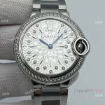 Swiss Grade Cartier Ballon Bleu Quartz 36mm watch Diamond-set Stainless steel